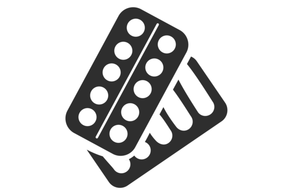 Tablet Blisters Black Icon: A Medical Emblem for Embroidery
